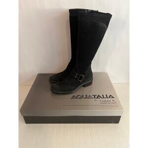 Aquatalia by Marvin K. Black Suede Weatherproof Tall Boots w/box Size 7.5